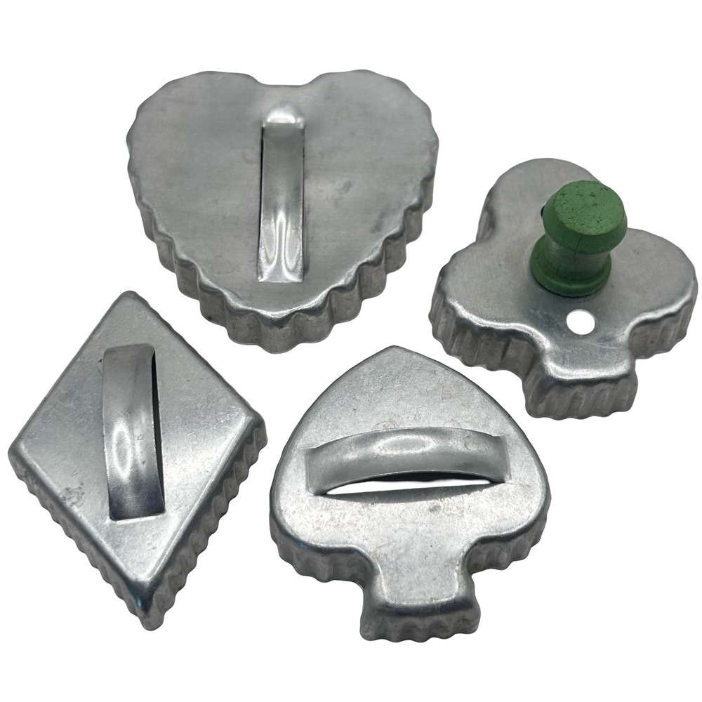 Vintage Aluminum Playing Card Suit Cookie Cutter Set Heart Diamond Spade Club